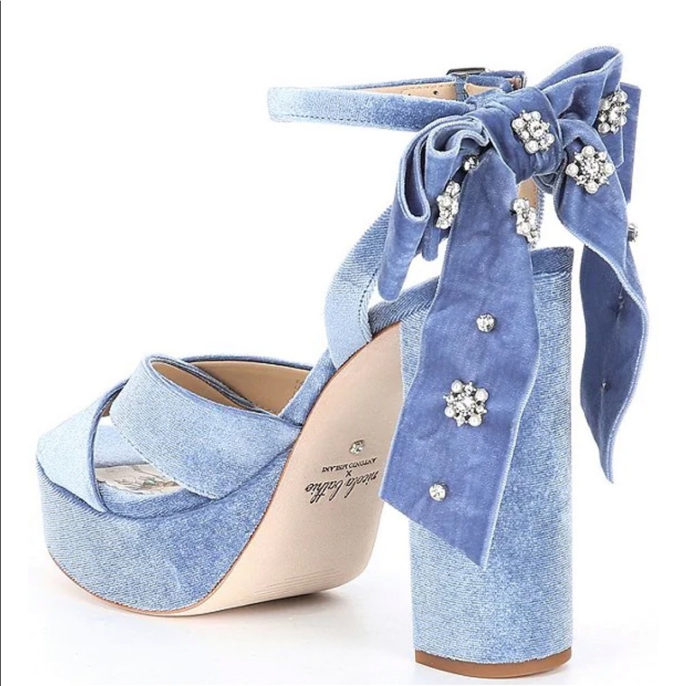 Antonio Melani x Nicola Bathie Lila Velvet Bow Detail Platform Dress Sandals